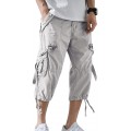 ORANDESIGNE Herren 3 4 Cargo Shorts Kurze Hose Sommer Basic Vintage Bermuda Casual Combat Pants Sport Jogging Cargohose Kurz Regular Fit Bekleidung