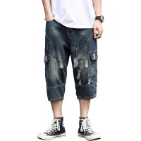 ziilay Cargo Jeans 3 4 Herren Cargo Shorts Jeans Destroyed Jeansshorts Zerrissen Loose Fit Bekleidung