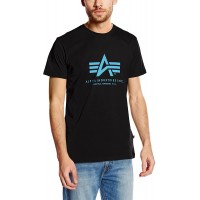Alpha Industries Herren Basic T-Shirt Schwarz Black Blue 93 X-Large Bekleidung