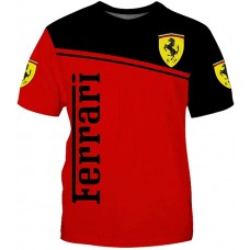 Herren Sommer Rundhalsausschnitt Kurzarm Top 3D Digitales Ferrari Logo Bedrucktes T-Shirt Lässiges Schnell Trocknendes Oberteil Bekleidung