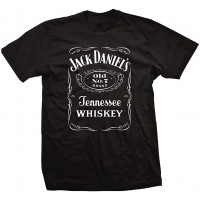 Jack Daniel's Whiskey Old No. 7 Tenessee Label Adult Black T-Shirt Bekleidung