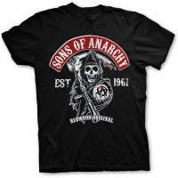 Sons of Anarchy T-Shirt mit Samcro Logo SOA Schwarz Trikot - Original Offiziel Bekleidung