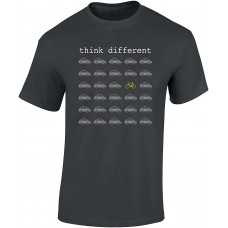 T-Shirt Think Different - Fahrrad Geschenke für Damen & Herren - Radfahrer - Mountain-Bike - MTB - BMX - Fixie - Rennrad - Tour - Outdoor - Sport - Urban - Motiv - Spruch - Fun - Lustig Bekleidung