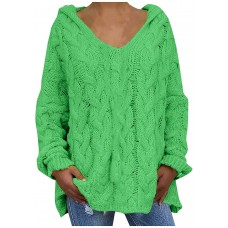 Qigxihkh Damen Mode lose große einfarbige Kapuze Langarm Pullover Tops Bekleidung