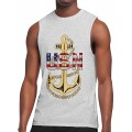 TYUHN Us Navy Chief Petty Officer Athletische Männer Essential Muscle Breathable Lightweight Top Ärmelloses T-Shirt Schwarz Bekleidung