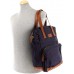 LECONI Rucksack & Umhängetasche in einem für Damen & Herren Retro Backpack Canvas + echtes Leder Bodybag DIN A4 Schultertasche 2in1 Freizeitrucksack 28x37x13cm navy LE1014-C Schuhe & Handtaschen