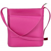 Belli ital. Ledertasche Damen Umhängetasche Handtasche Schultertasche mit zusätzlichem Klappfach in pink - 18 5x18 5x7cm B x H x T Schuhe & Handtaschen