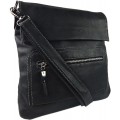 ekavale Schultertasche aus weichem Leder-Imitat Damen Umhängetasche Flache Form Schwarz Schwarz Schuhe & Handtaschen