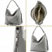 modamoda de Damen Schultertasche Leder T160 FarbeT160 Silber Schuhe & Handtaschen