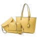 Hobo-Handtaschenset für Damen Schultertasche Tragetasche Handtasche 3-teilig. Gelb gelb Medium Schuhe & Handtaschen