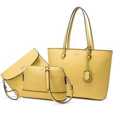 Hobo-Handtaschenset für Damen Schultertasche Tragetasche Handtasche 3-teilig. Gelb gelb Medium Schuhe & Handtaschen