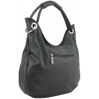 OBC Made in Italy Damen Echt Leder Shopper Tasche Ledertasche Handtasche Henkeltasche Schultertasche Grau Schuhe & Handtaschen