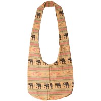 Lofbaz Frauen Elefanten Spirale Crossbody Baumwolle Boho Tasche Elephant Beige Einheitsgröße Schuhe & Handtaschen