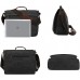 Umhängetaschen Herren aus Canvas Schultasche Queformat A4 Laptoptasche für 15 6 Zoll Laptop Arbeitstasche Aktentasche groß Schwarz Schuhe & Handtaschen